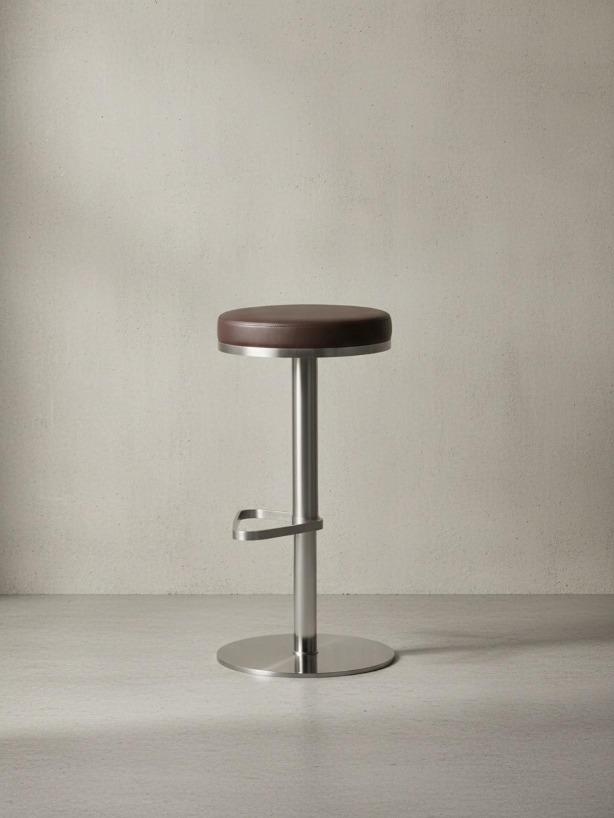 BARHOCKER Edelstahl Höhenverstellbar Drehbar Standfuß Gepolstert, Braun 38x38x82 cm - Chromfarben/Braun, Kunststoff/Textil (38/82/38cm) - KADIMA DESIGN