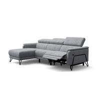 ECKSOFA RODEN 4-Sitzer mit Relax, hellgrau, Veloursstoff - Hellgrau, Holz/Textil (268/92cm) - Wozimo