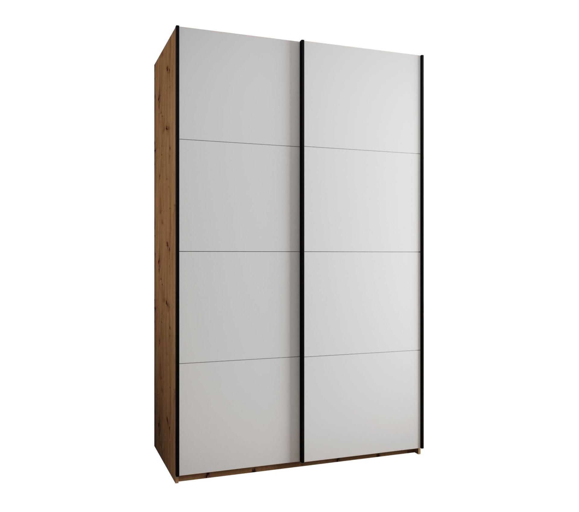 SCHWEBETÜRENSCHRANK 245,5/160/64 2-türig - Schwarz/Weiß, Holz/Metall (160/245/64cm) - Abiks Möbel