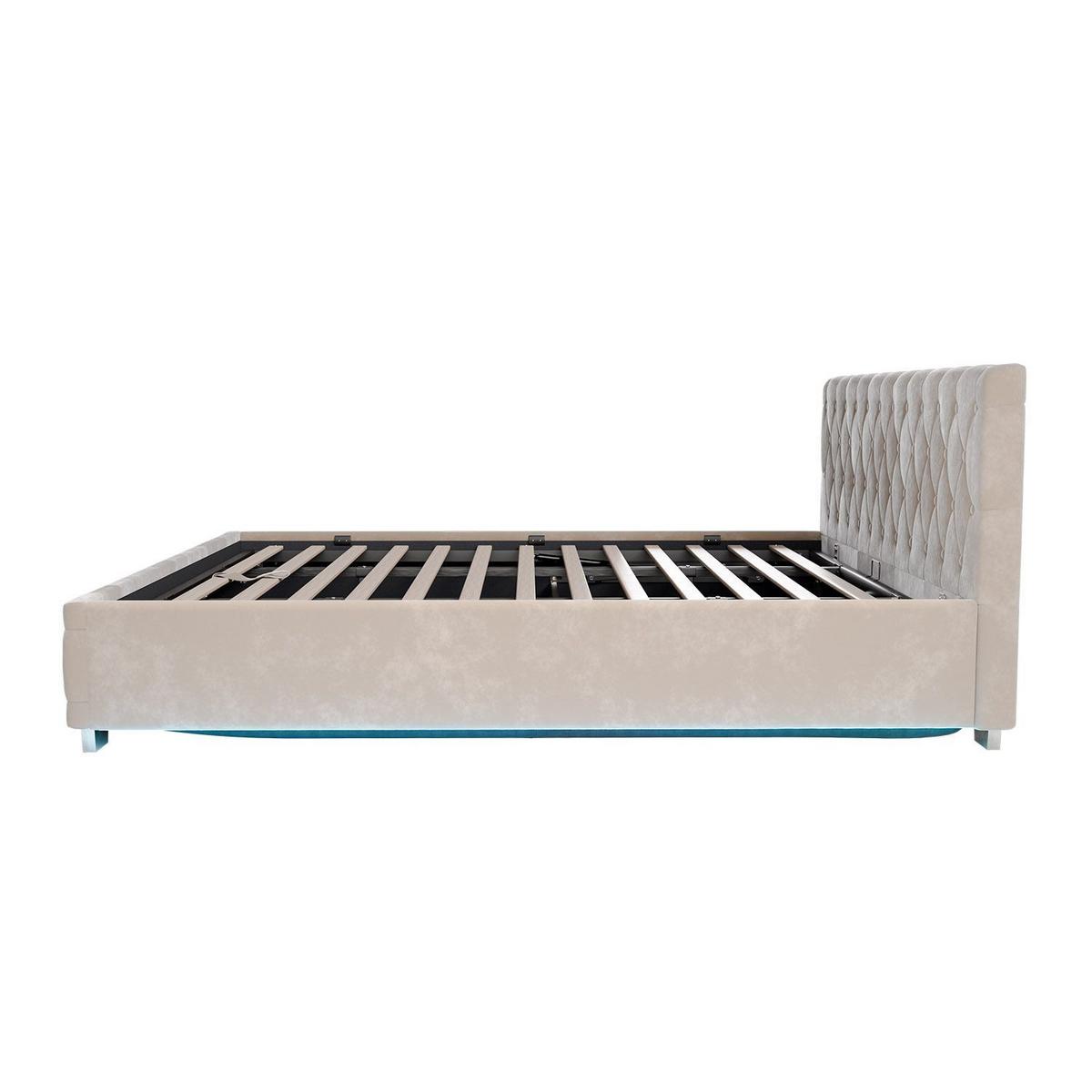 POLSTERBETT Nizza beige 180x200 cm mit Matratze - Beige, Holzwerkstoff (180/200cm) - Juskys