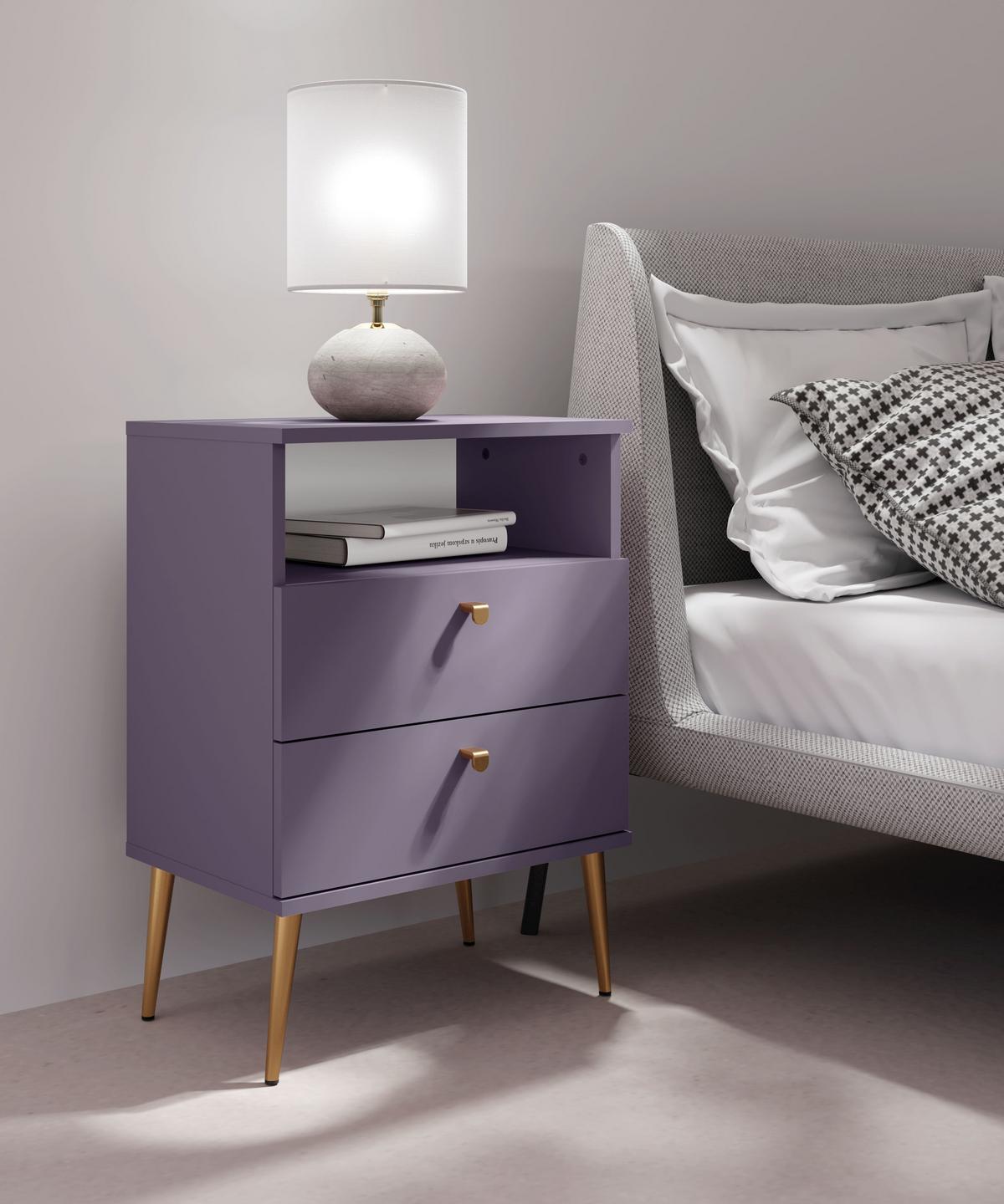 NACHTTISCH Pflaume 50/69,5/33,9 - Pflaume, Holzwerkstoff (50/70/34cm) - RAUMHIRSCH FURNITURE