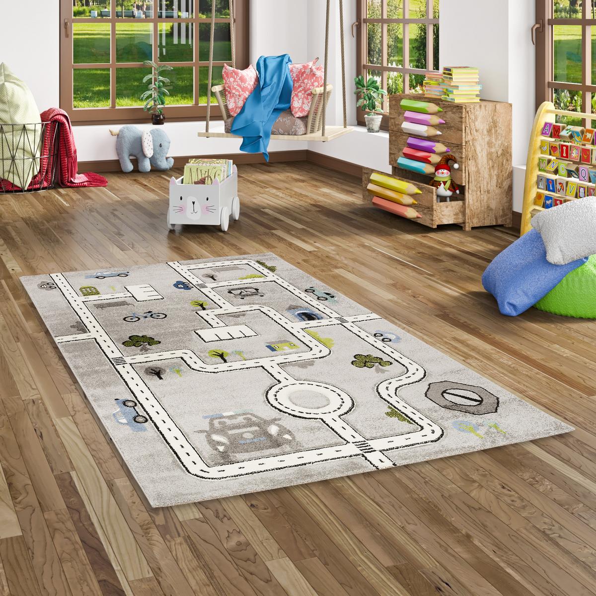 KINDER TEPPICH MAUI KIDS STRASSEN - Grau, Textil (80/160cm) - Pergamon