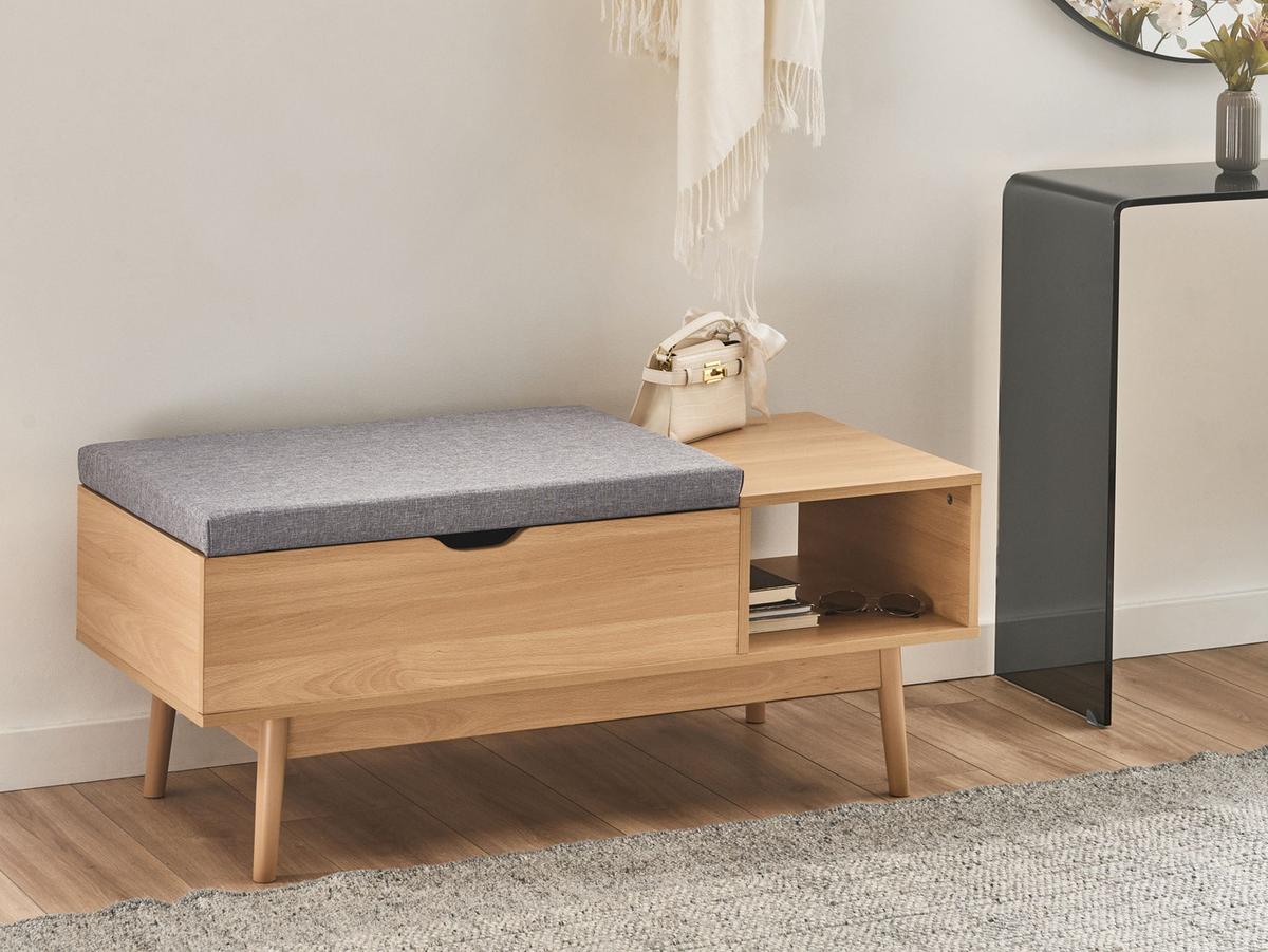 SCHUHBANK Hellbraun Bourke - Hellbraun/Braun, Holzwerkstoff (110/43/46cm) - Beliani