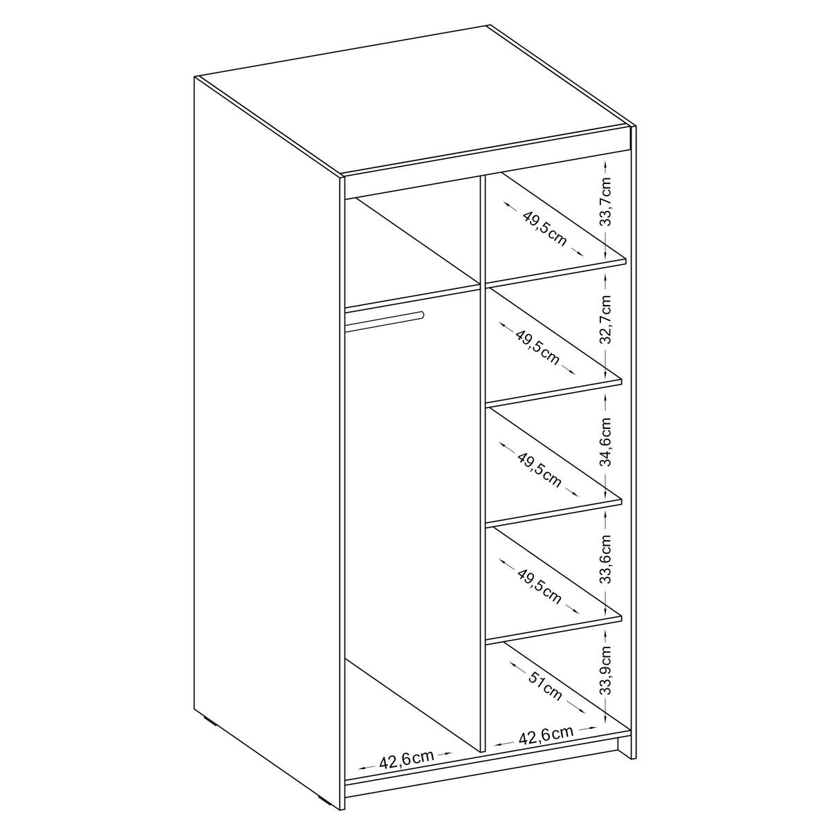 KLEIDERSCHRANK Storicos Beige 89,7/190,5/53 cm - 2T Modern mit Spiegel - Beige, Holzwerkstoff/Kunststoff (89.7/190.5/53cm) - AX Living
