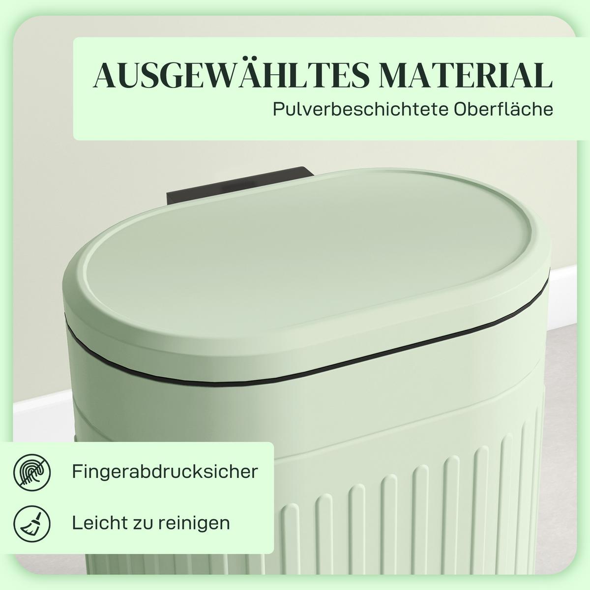 MÜLLEIMER Metall Kunststoff Grün - Grün, Metall (31.2/45/36.5cm) - HOMCOM