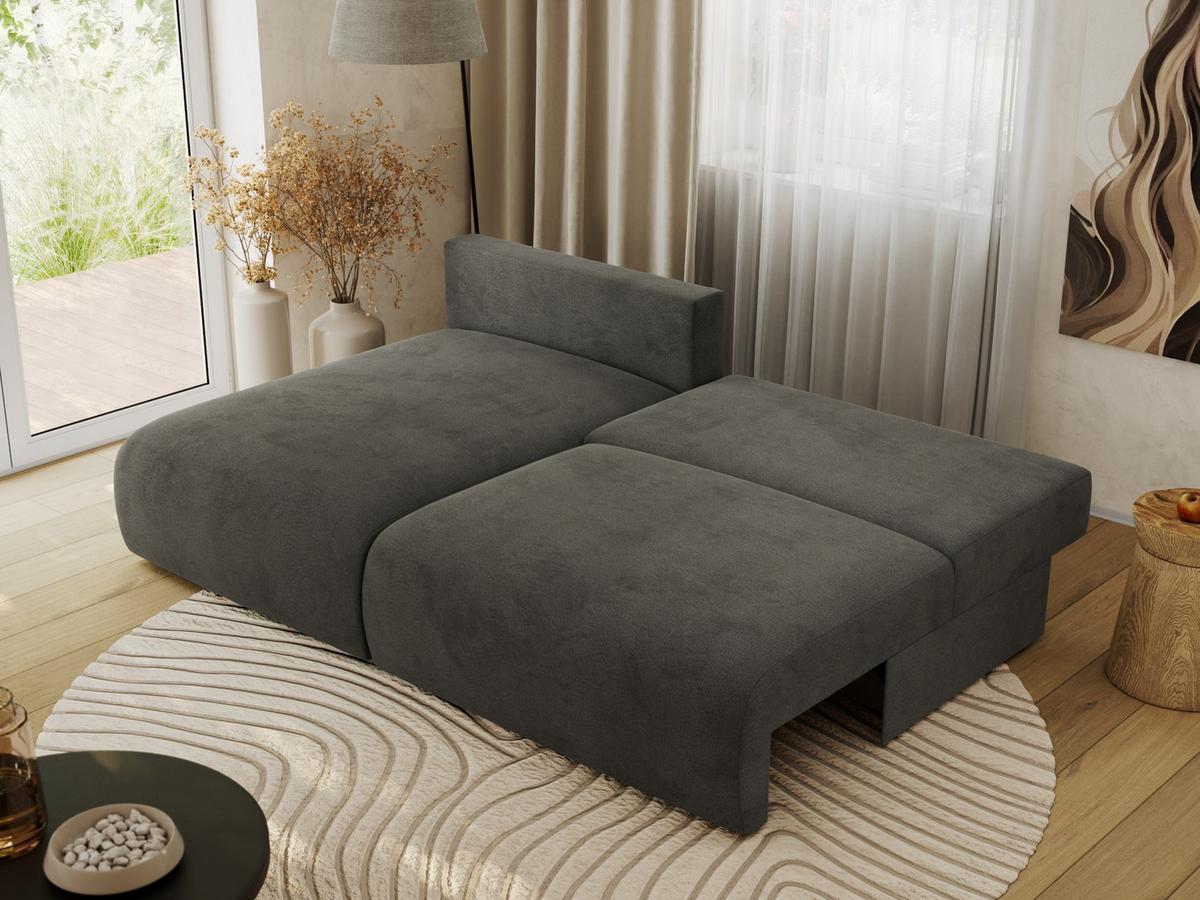 ECKSCHLAFSOFA VIVO L Dunkelgrau Velvet - links - Dunkelgrau/Schwarz, Kunststoff/Textil (223/150cm) - MKS