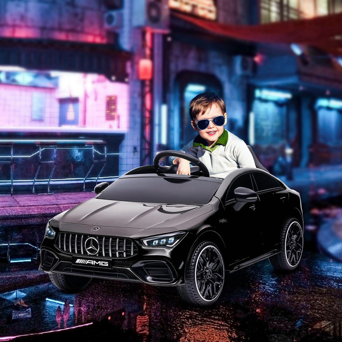 KINDER Elektroauto 12V Kinderauto mit Fernbedienung, Musik, bis 5 km/h Schwarz - Schwarz, Metall (110/61/45cm) - AIYAPLAY