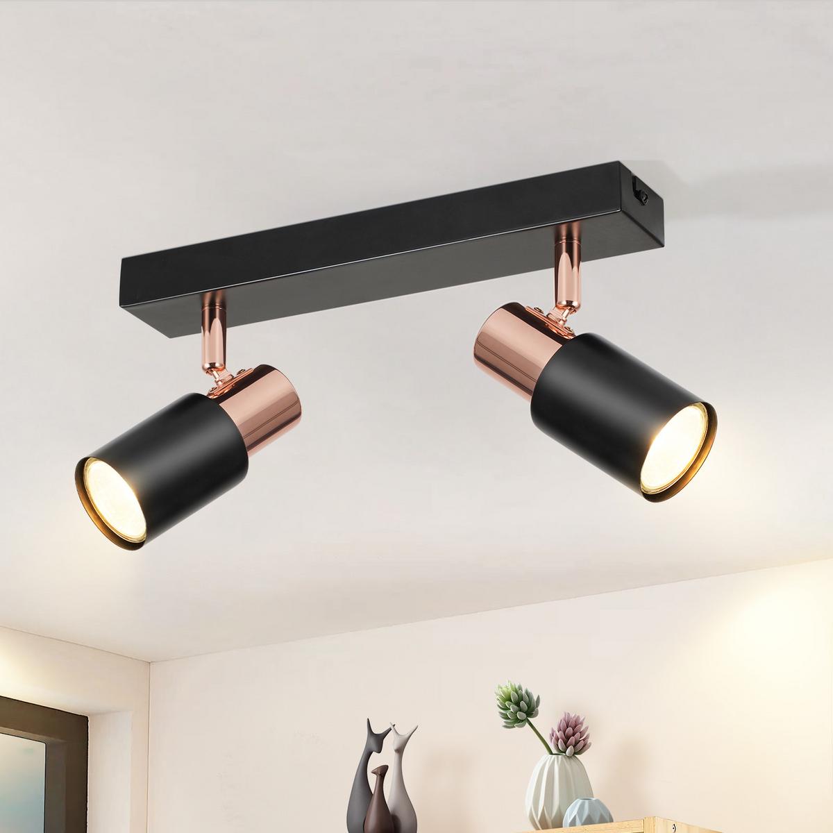 DECKENSTRAHLER Albstadt 2-flammig 28/5.5/15.5 cm - Schwarz, Metall (28/5.5/15.5cm) - Nettlife