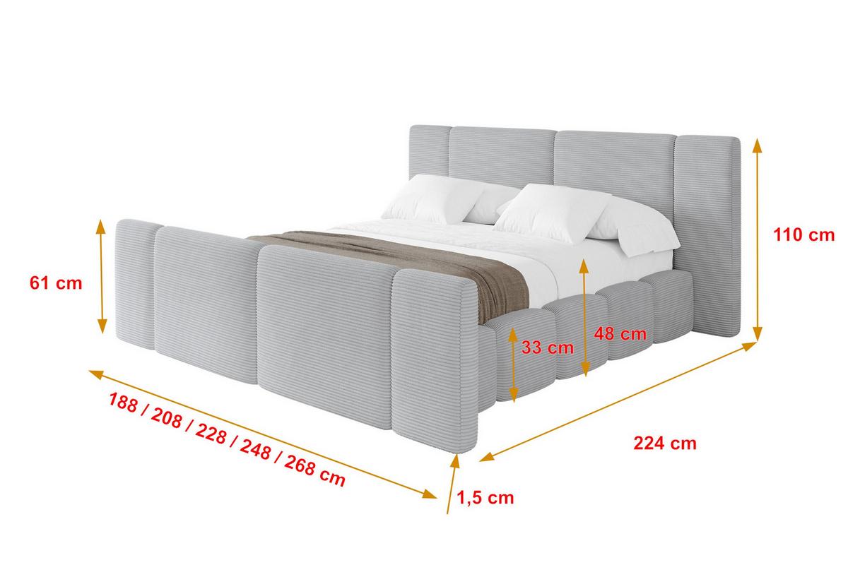 POLSTERBETT mit Bettkasten, Fußteil und Lattenrost, Bett mit Matratze H3/H4 - NILO-Z 120x200 Grau - Anthrazit, Holzwerkstoff/Textil (120/200cm) - ALTDECOR