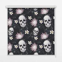 INNENROLLO - Fensterrollo - Rollo - 100x100 cm - Schädel zwischen Blumen - Weiß, Kunststoff (100/100/0.5cm) - TULUP