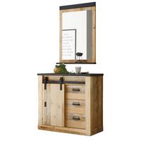 GARDEROBE Flurmöbel Set 2-tlg. Used Wood Vintage, mit Schiebetür und Soft-Close - Anthrazit/Naturfarben, Holzwerkstoff/Metall (93/200/43cm) - Furn.Design