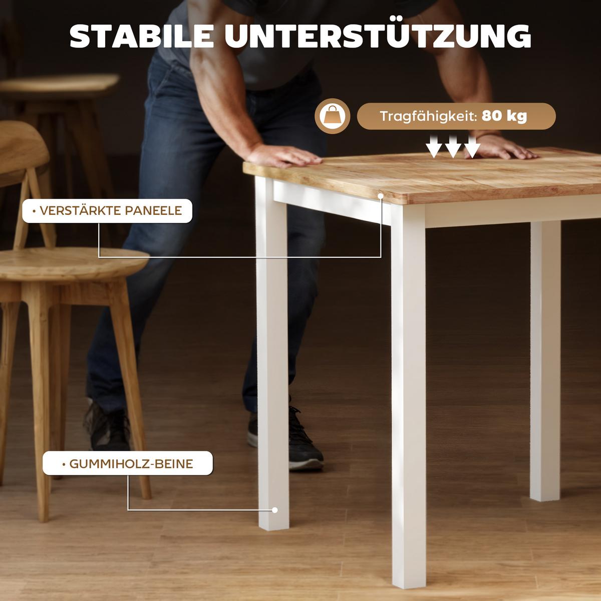 ESSTISCH 69 x 69 cm Küchentisch für 2-4 Personen Kleiner Esszimmertisch Eiche - Eichefarben/Weiß, Holz (69/69/75cm) - HOMCOM