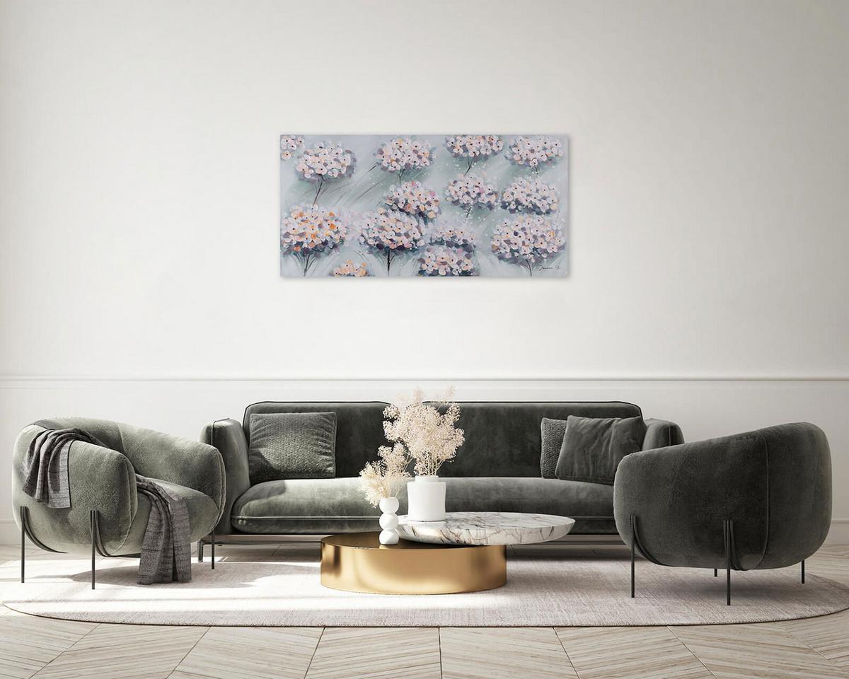 ACRYLBILD HANDGEMALT 120/60 cm - Blau/Grau, Holz/Textil (120/60cm) - KUNSTLOFT
