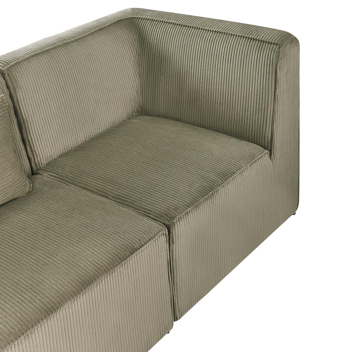 ECKSOFA Modul 4-Sitzer rechtsseitig Grün Cord Lemvig - Grün, Textil (250/166cm) - Beliani