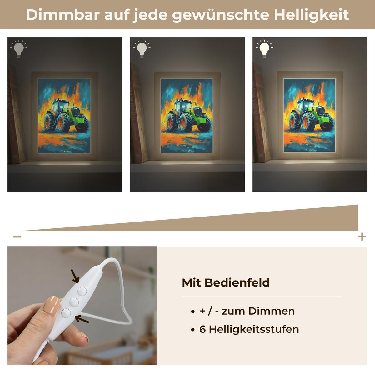 NACHTTISCHLAMPE Abstrakt - Traktor - Grün 15x20 cm - Dunkelblau, Holzwerkstoff (8/15/20cm) - OnlyWow