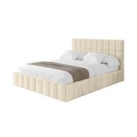 POLSTERBETT mit Bettkasten und Lattenrost, Boxbett ohne Matratze - AMEA 160x200 Beige - Ecru, Holzwerkstoff/Textil (160/200cm) - ALTDECOR