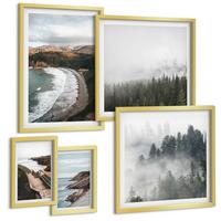 BILDER SET 5er Set - 50x50 cm & 20x30 cm & 40x60 cm Goldrahmen - Klippenblicke, Strandlandschaften - Goldfarben, Kunststoff (40/60cm) - TULUP