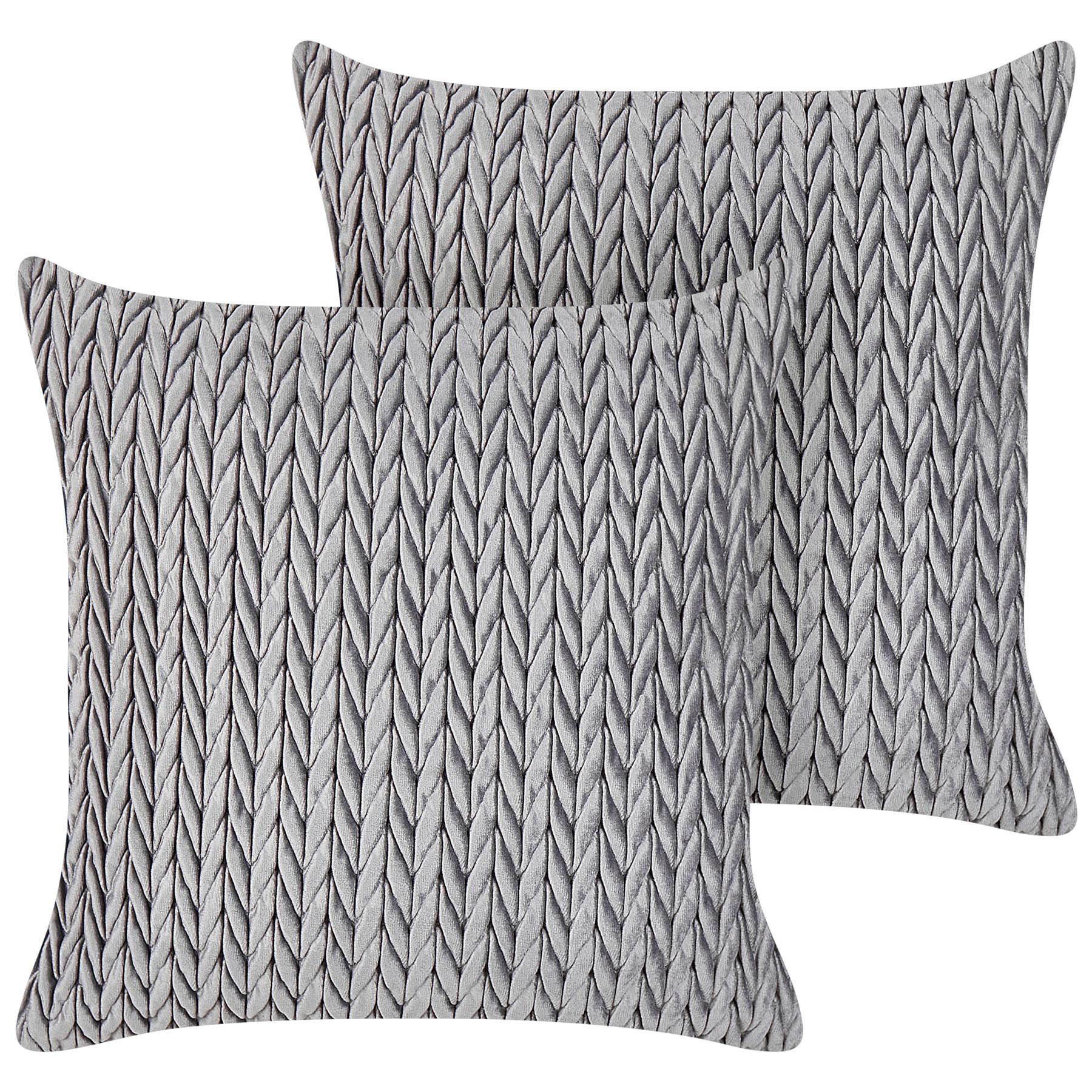 DEKOKISSEN 2er-Set Grau 45/45 cm Eclipta - Grau, Textil (45/45cm) - Beliani