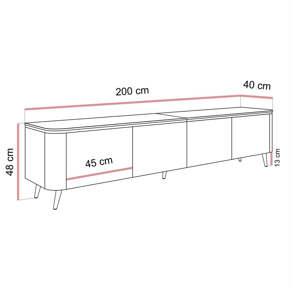 TV-RACK AVELINE 200 cm mit LED-Beleuchtung - Kaschmir, Holzwerkstoff (200/48/40cm) - Lookway