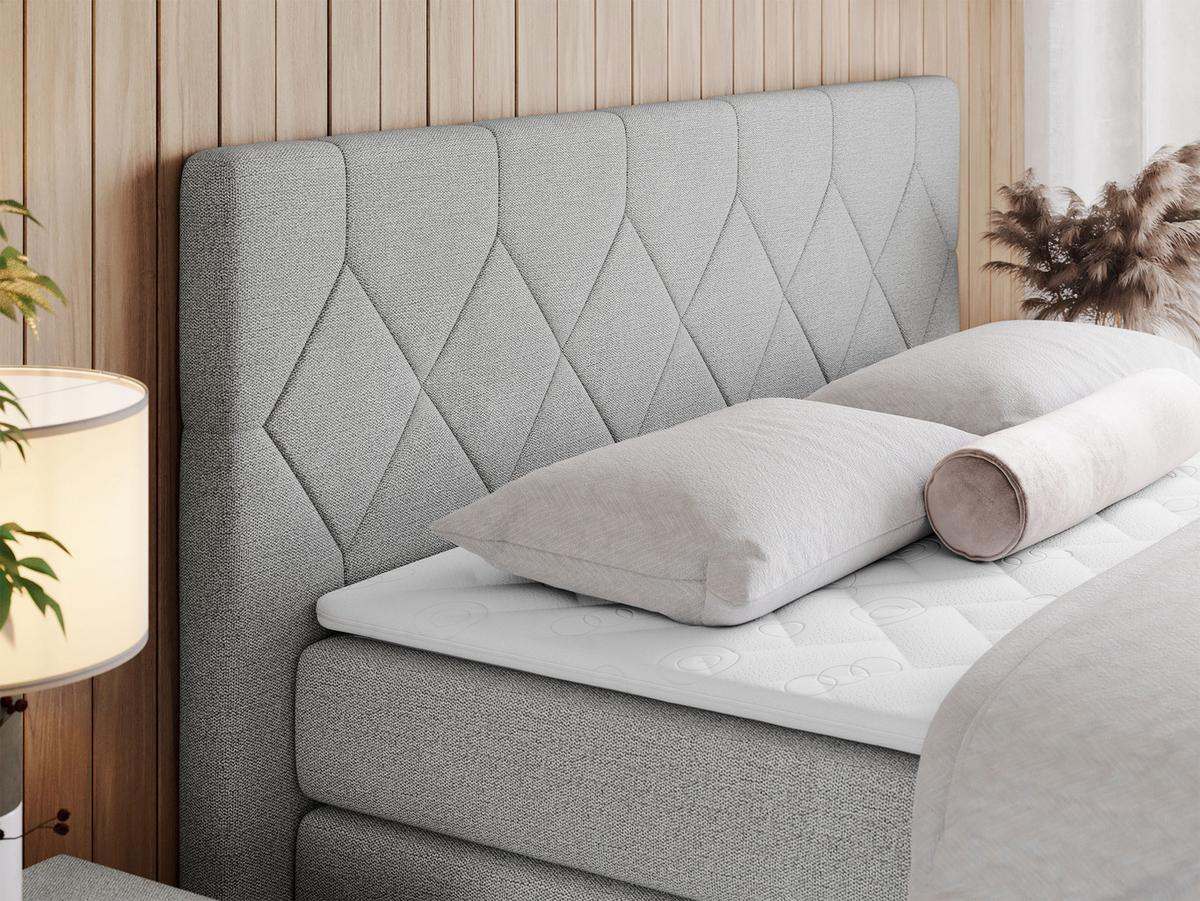 BOXSPRINGBETT KING EIGAR 160/200 Hellgrau Struktur - H4 - Hellgrau, Holz/Textil (160/200cm) - MKS