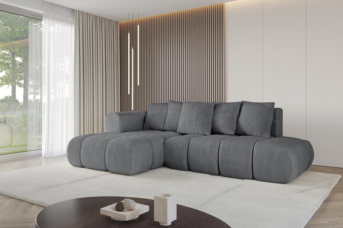 ECKSOFA Ottomane Links CLOUD-L-v1 280x185x90 Dunkelgrau Cord - Dunkelgrau, Holzwerkstoff/Kunststoff (180/289cm) - ALTDECOR
