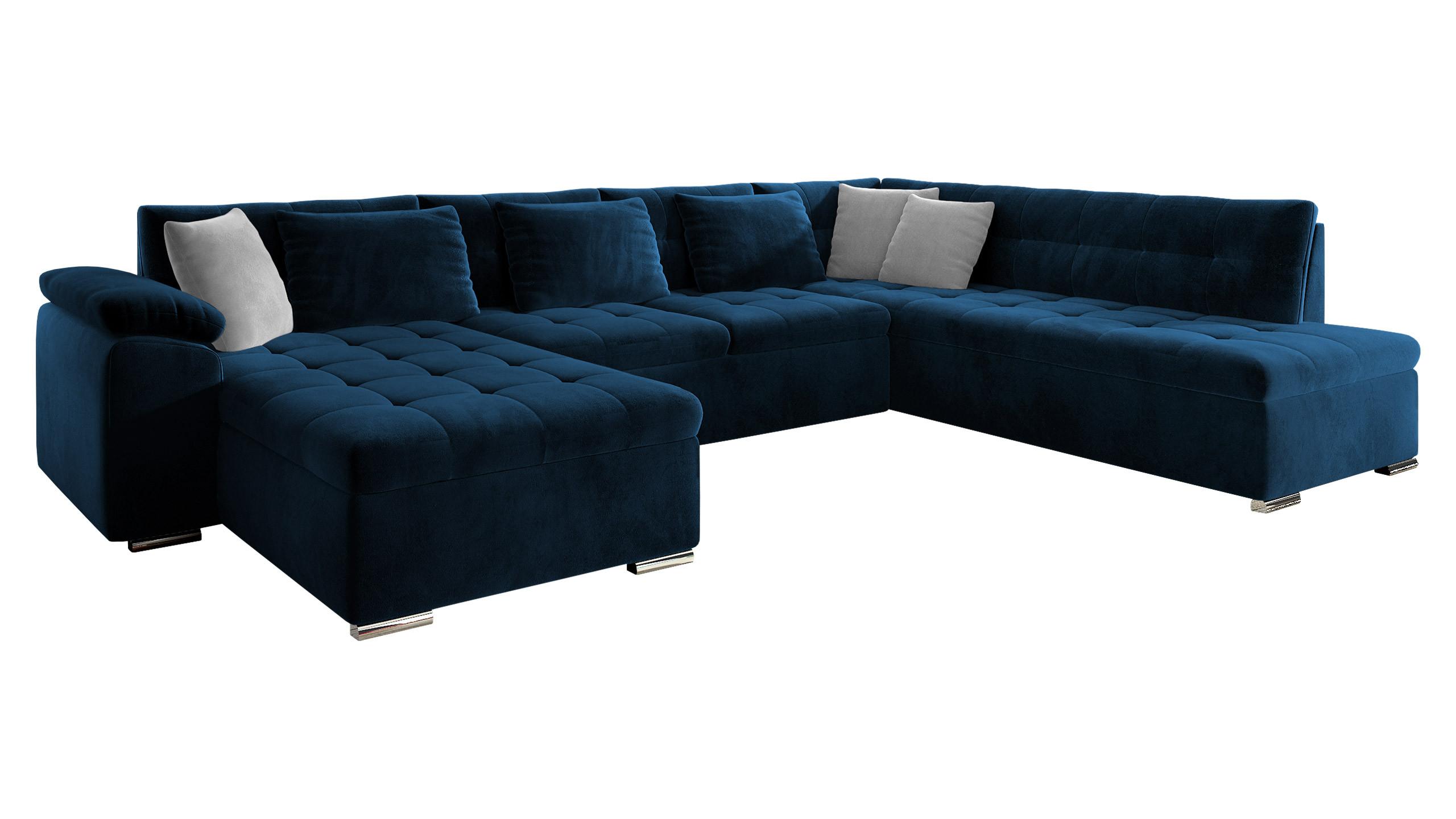 WOHNLANDSCHAFT Niko Bis, Seite: Links - Dunkelblau, Holz/Textil (348/76/205cm) - MIRJAN24