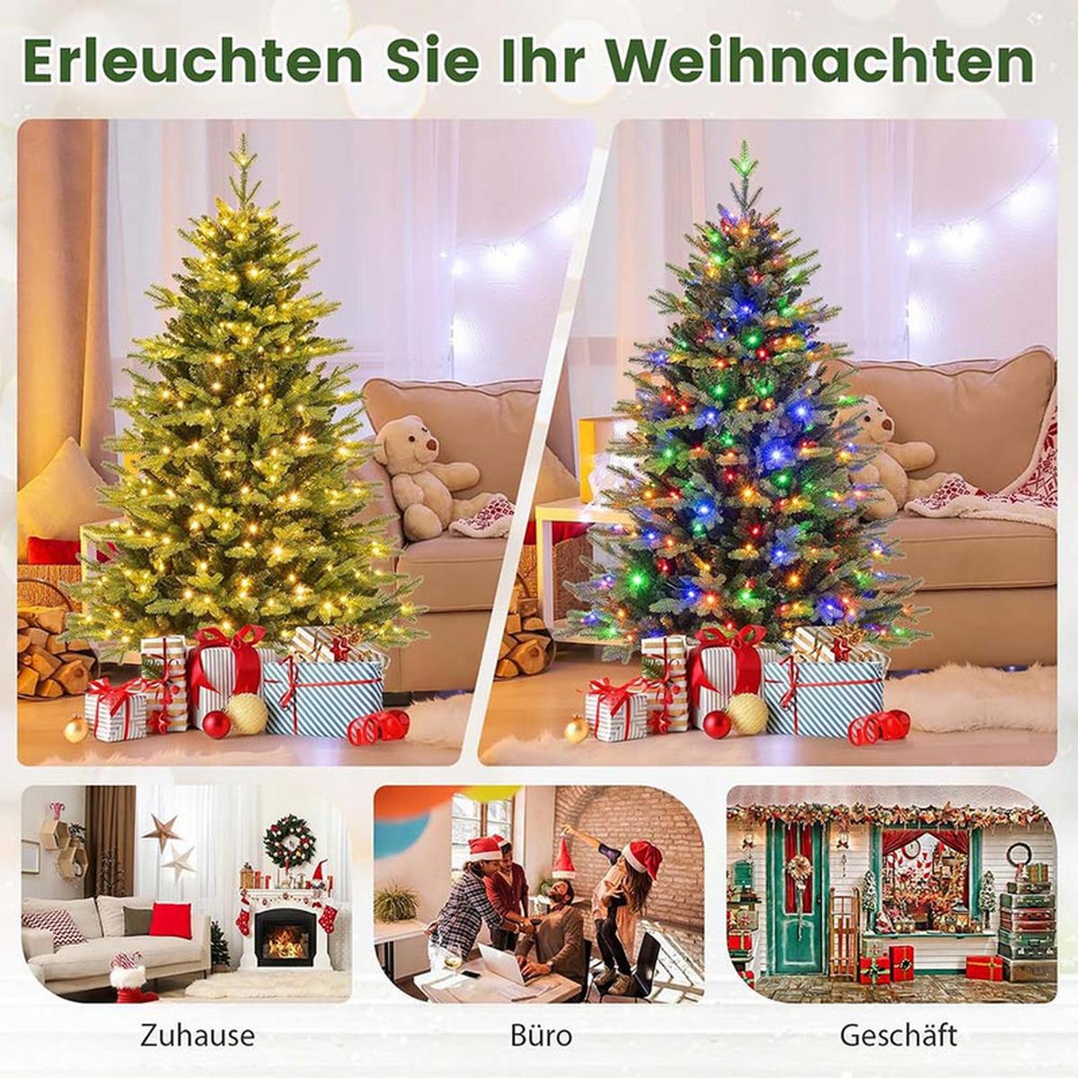 WEIHNACHTSBAUM mit 11 Lichtmodi 150cm Grün - Grün, Metall (150cm) - COSTWAY