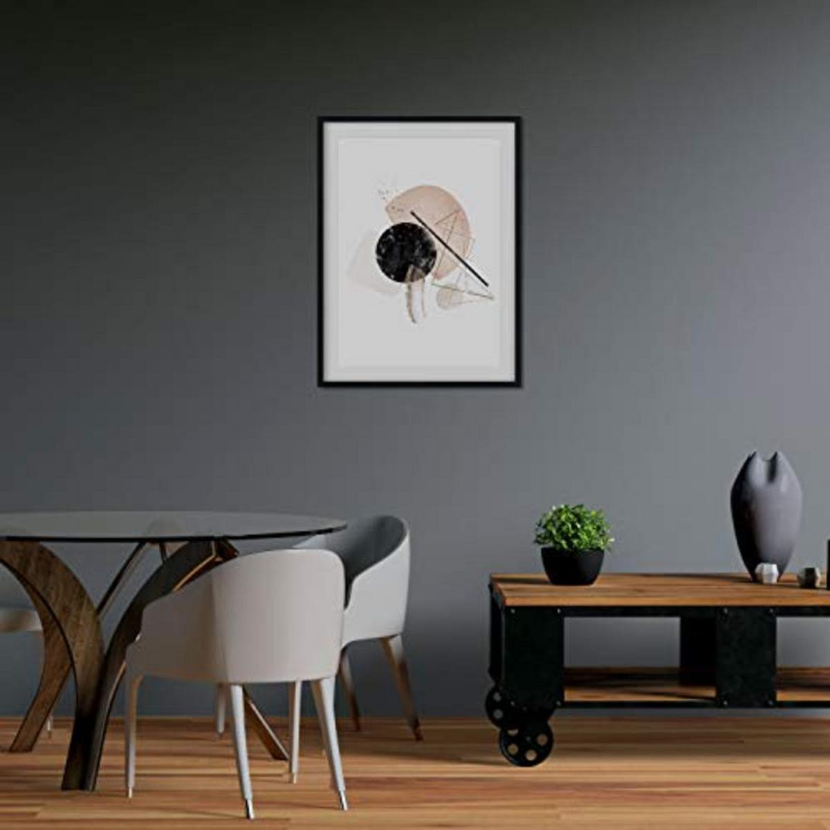 POSTER Set mit 4 Abstrakte Formen und Figuren Braun A4 Schwarzer Rahmen - Schwarz, Papier (29.7/3cm) - Nacnic
