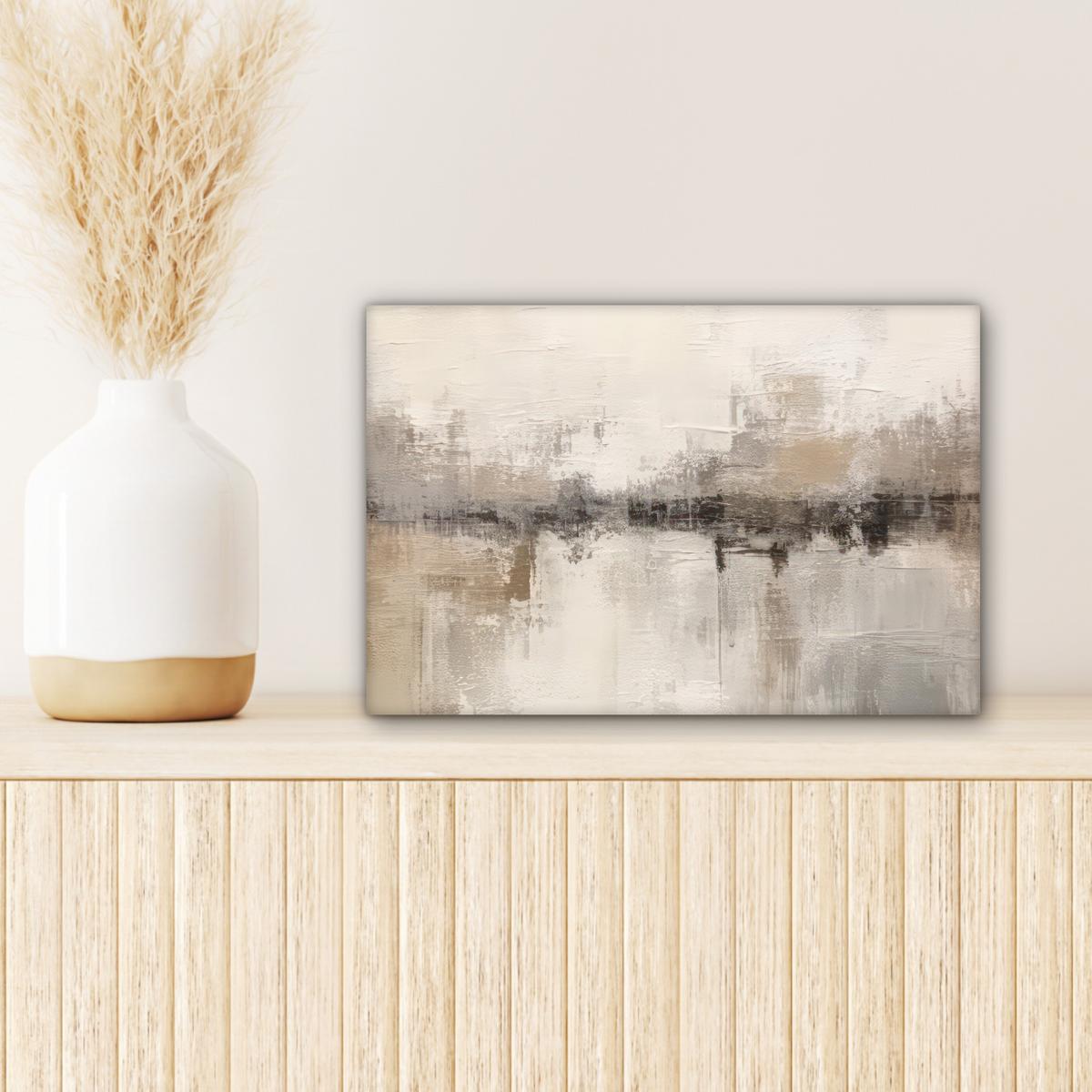 LEINWANDBILD Moderne Kunst - Abstrakt - Beige Deko Schlafzimmer 30x20 cm - Beige, Textil (30/20cm) - MuchoWow