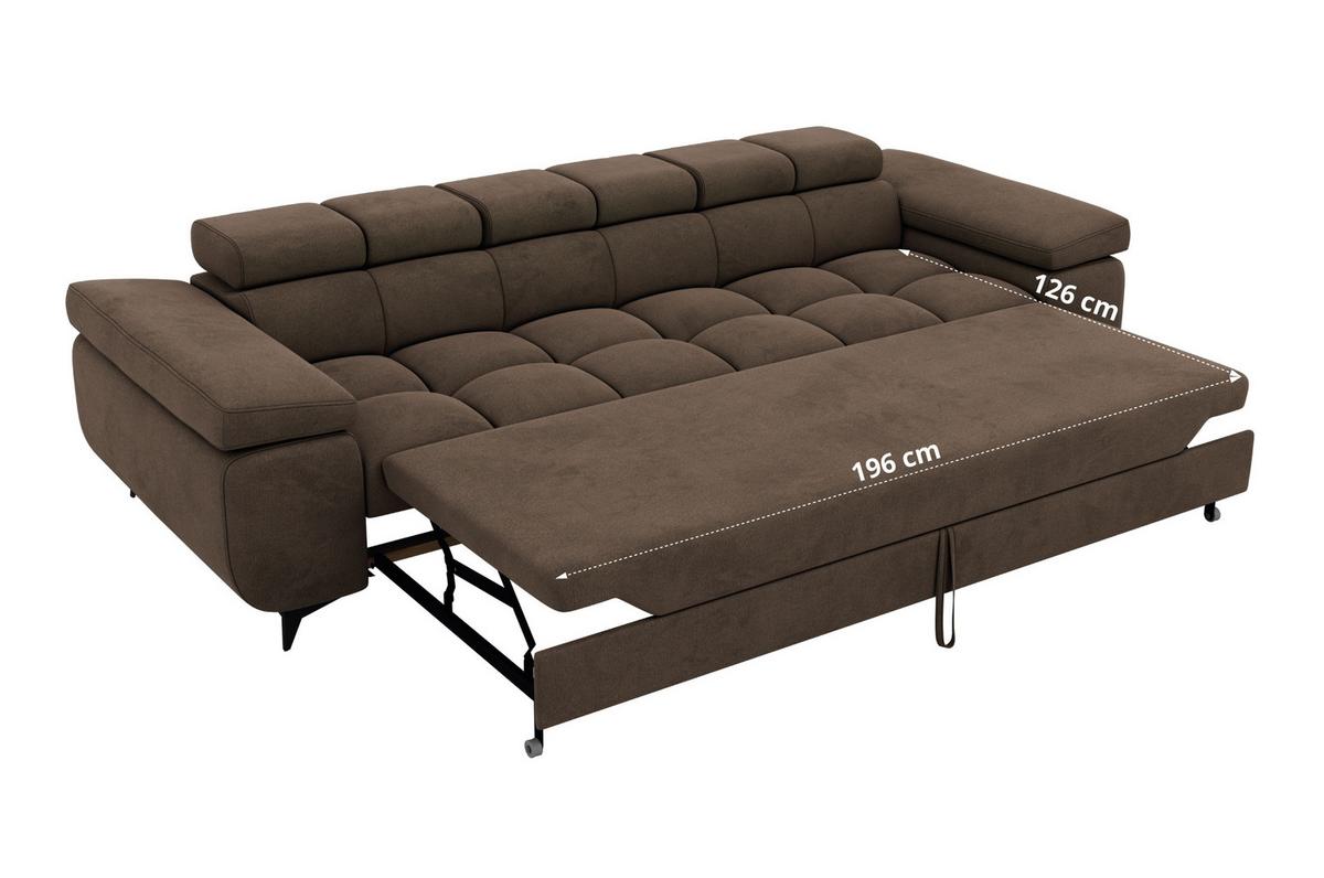 3-SITZER SOFA NIDELLO - Braun Velvet - Schwarz/Braun, Textil/Metall (260/70/97cm) - MKS
