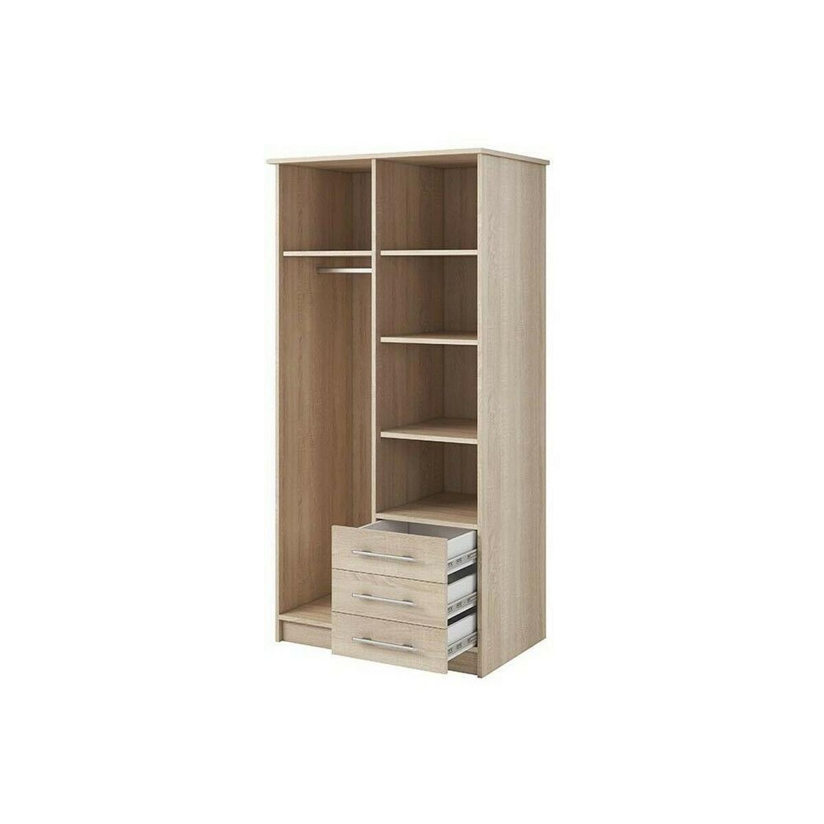 DREHTÜRENSCHRANK 100/207/57/61 cm Szantal 2D Sonoma/Sonoma - Alufarben/Sonoma Eiche, Glas/Holzwerkstoff (100/210/59cm) - imoebel24