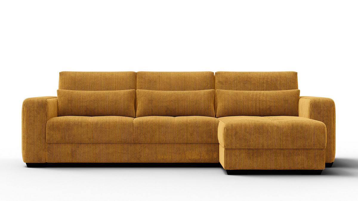 ECKSOFA OLI 4-Sitzer rechts, safran - Gelb, Holz/Textil (295/172cm) - Wozimo
