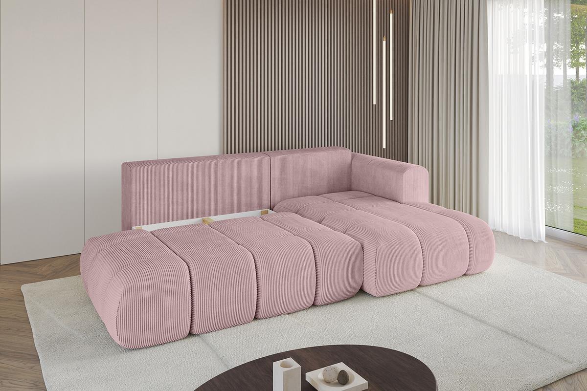 ECKSOFA Ottomane Rechts CLOUD-L-v1 280x185x90 Rosa Cord - Rosa, Holzwerkstoff/Kunststoff (185/280cm) - ALTDECOR