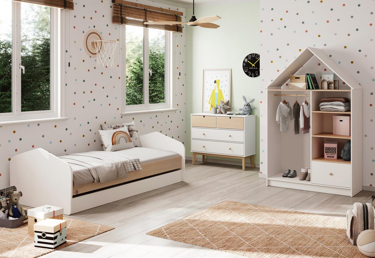 KLEIDERSCHRANK Estefania Weiß 110/45/180 cm - Weiß, Holz (45/180/110cm) - Calicosy