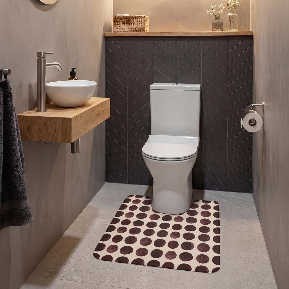 WC-VORLEGER Polka dots - Muster - Braun Toilettenvorleger 55x60 cm - Bordeaux, Textil (55/1cm) - OnlyWow
