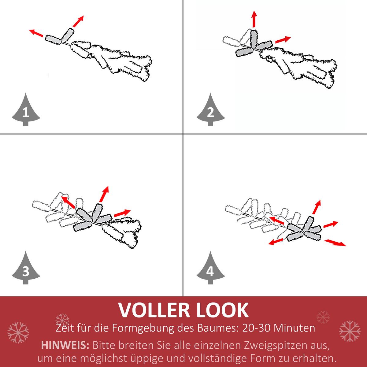 WEIHNACHTSBAUM Tannenbaum Christbaum LED Lichtfaser Baum Stern 8 Modell - Grün, Metall (150cm) - HOMCOM