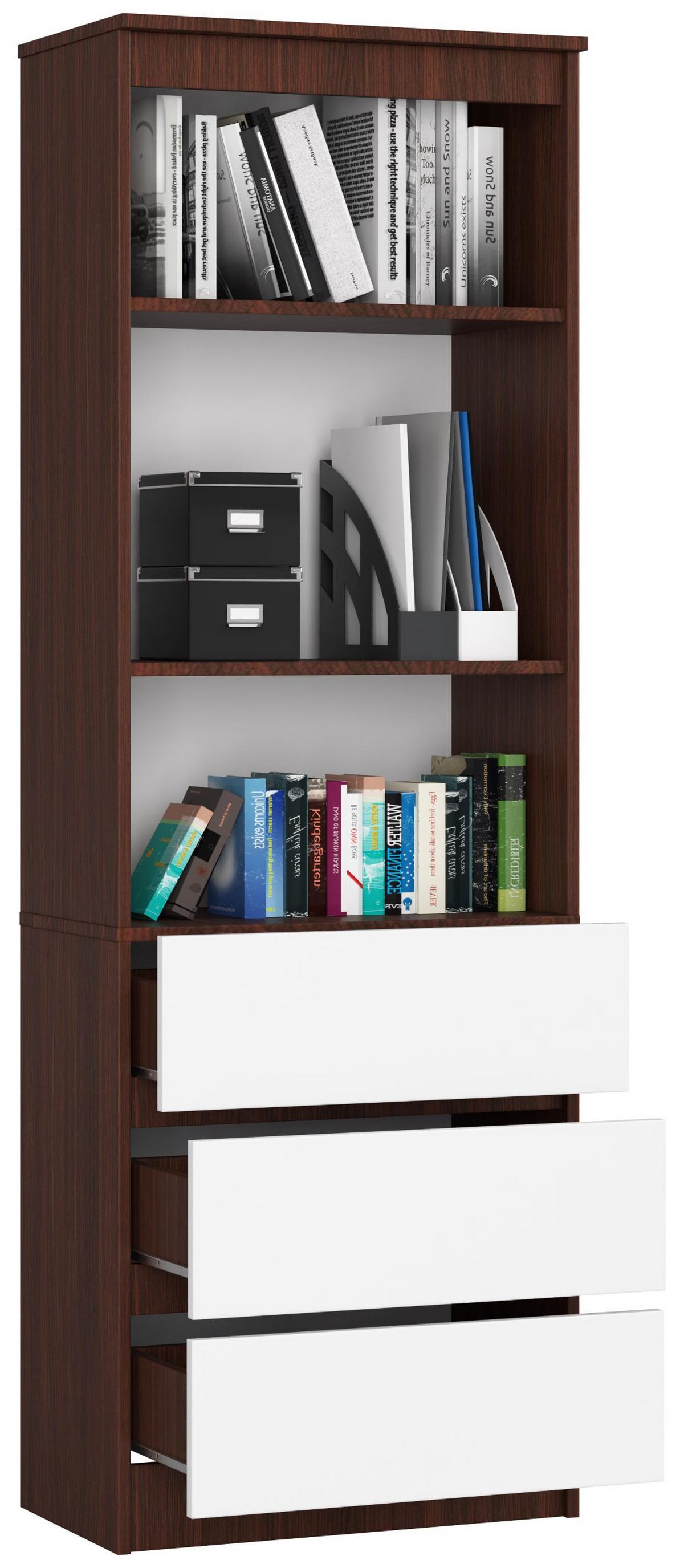 STANDREGAL Dunkelbraun, Weiß 180/60/35 - Dunkelbraun/Weiß, Holzwerkstoff (60/180/35cm) - RAUMHIRSCH FURNITURE
