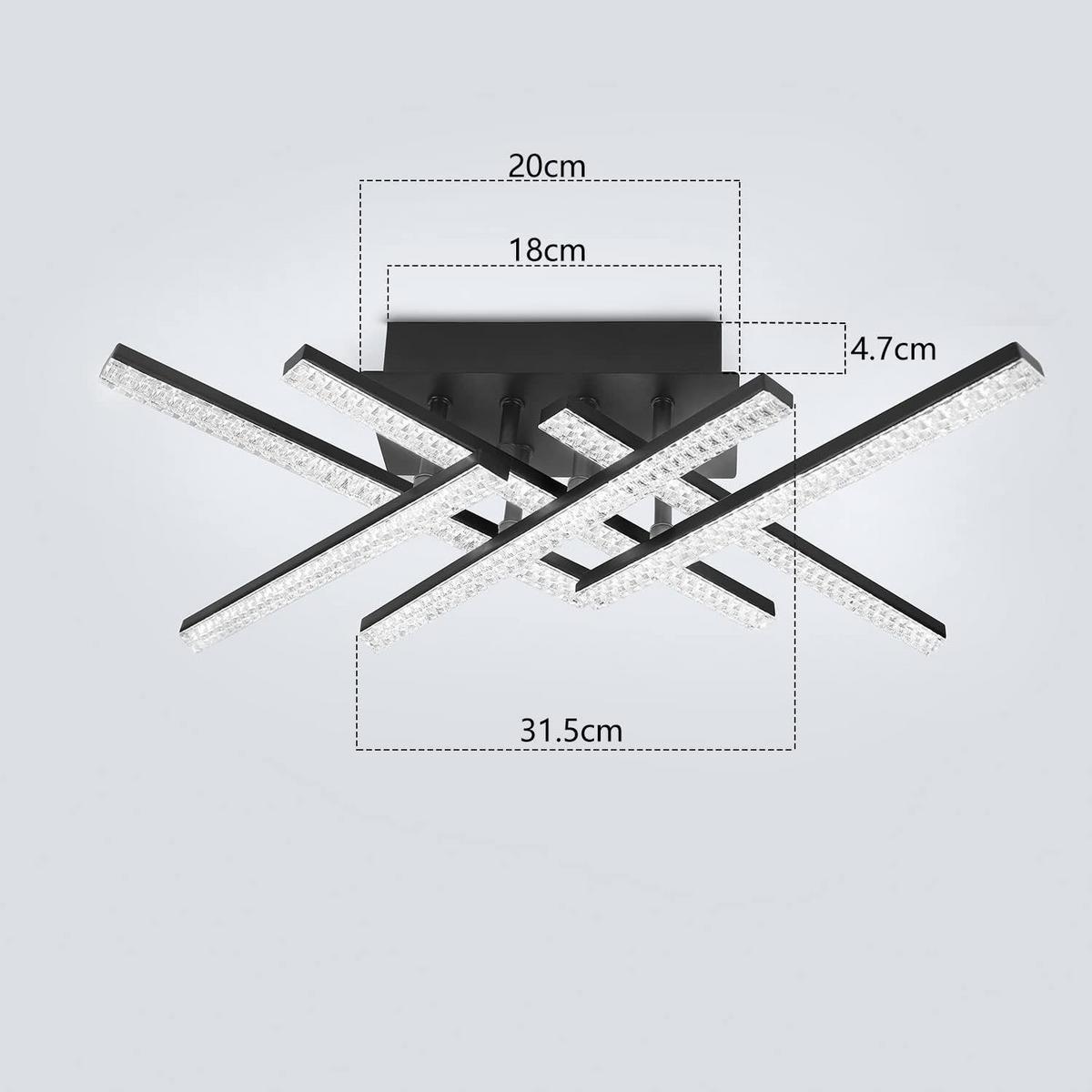 LED-DECKENLEUCHTE Orvyn 13/36/50 cm - Schwarz, Metall (36/13/50cm) - ZMH