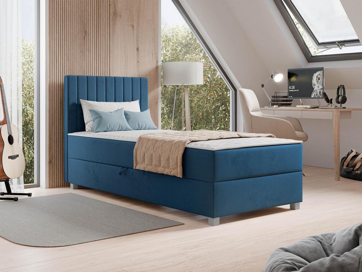 BOXBETT Viki - H3 - Blau/Silberfarben, Holzwerkstoff/Kunststoff (90/200cm) - MIRJAN24