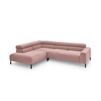 ECKSOFA MIT MOTORISCHEM SITZVORZUG DELIA Pink Cord Relaxfunktion - Schwarz/Rosa, Textil/Metall (276/219cm) - KAWOLA