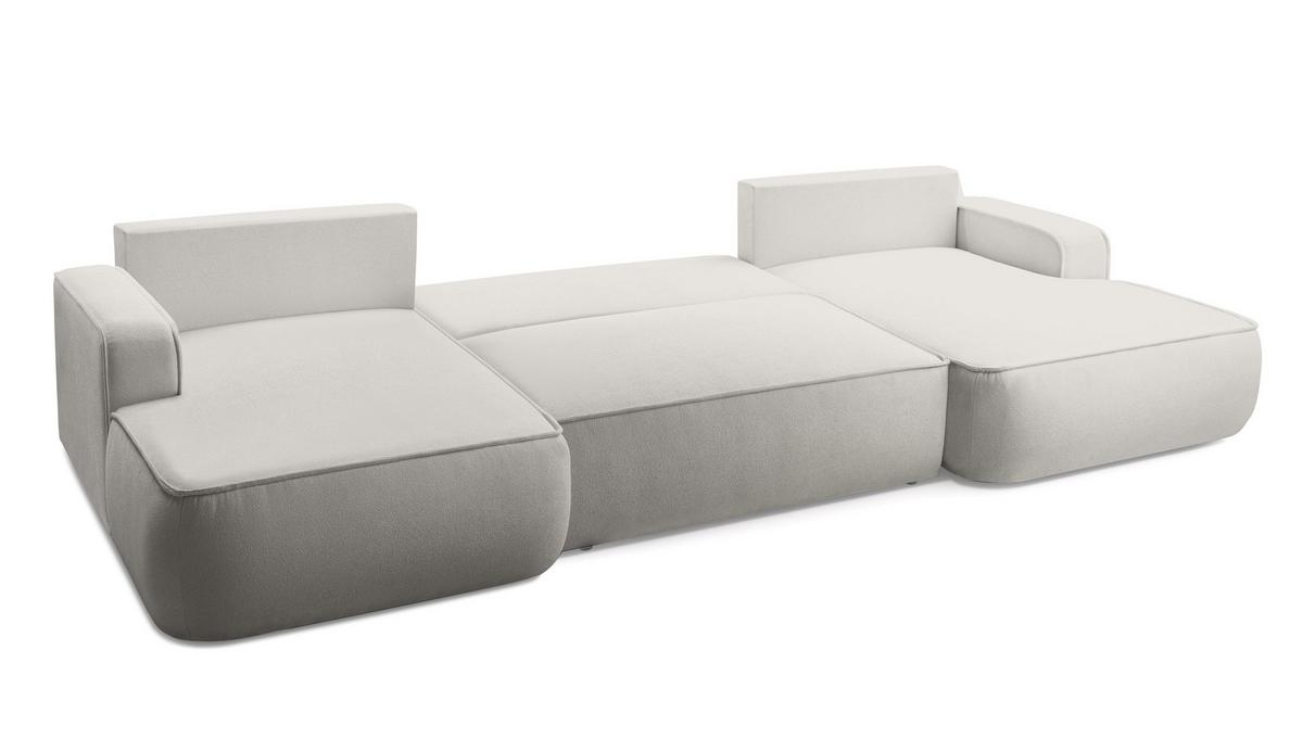 WOHNLANDSCHAFT Ablia Hellgrau 364/168/87 cm mit Schlaffunktion - Hellgrau/Schwarz, Kunststoff/Textil (364/87/168cm) - AX Living