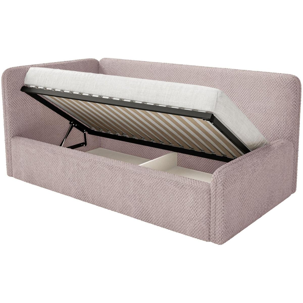 JUGENDBETT Fanko Plüsch Puderrosa 90x200 cm - Hellrosa/Schwarz, Kunststoff/Textil (90/200cm) - Selsey