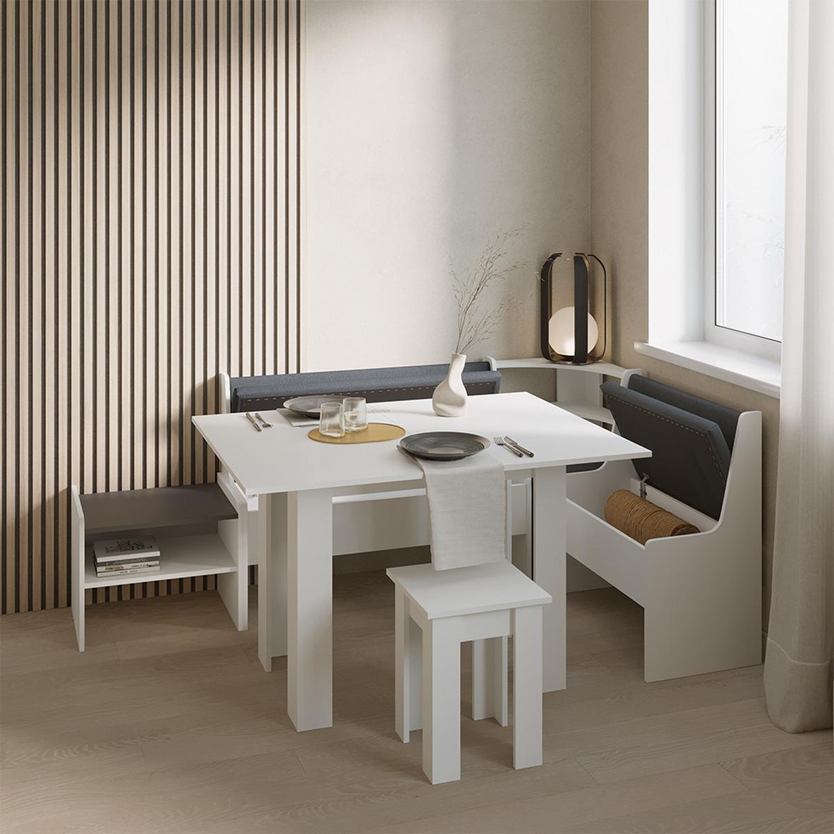 ESSZIMMER-BANK Tiberio Weiß 41.5 x 106.6 cm - Weiß, Holzwerkstoff (41.5/80/106.6cm) - Livinity®