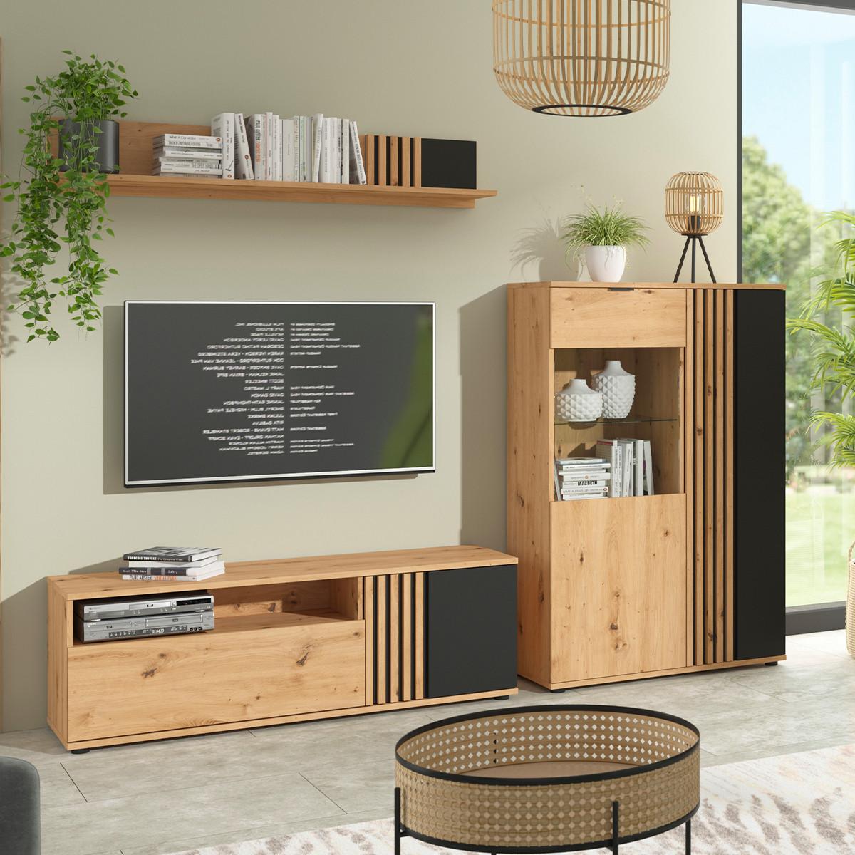 GESCHIRRSCHRANK Ezra Holz - Braun, Holzwerkstoff (90/137/40cm) - Petits-meubles