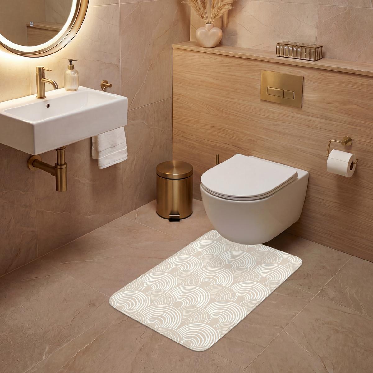 WC-VORLEGER Wellen - Textur - Beige WC Teppich 50x80 cm - Kaschmir, Textil (50/1cm) - OnlyWow