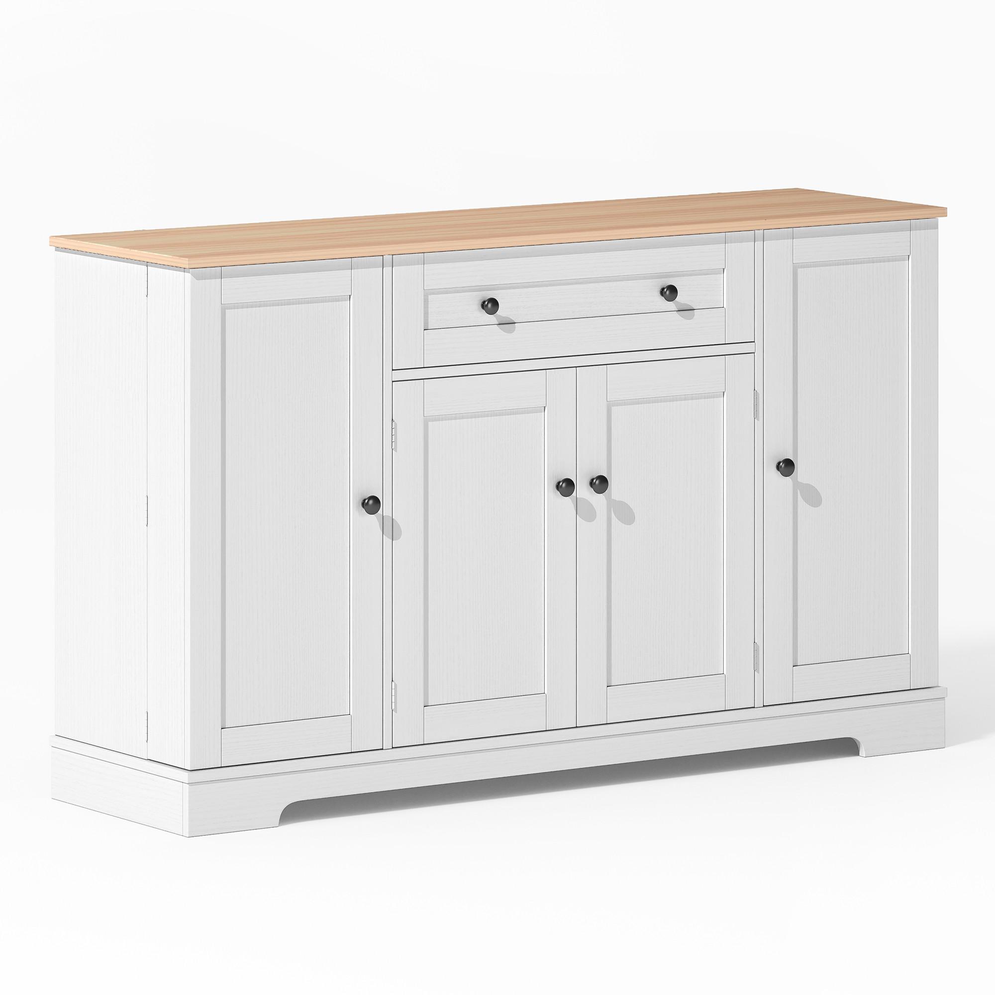 SIDEBOARD mit Schublade & Regaltüren, Natur/Weiß – Viel Stauraum, modernes Design - Weiß, Holzwerkstoff (138/85/40cm) - Urban Meuble