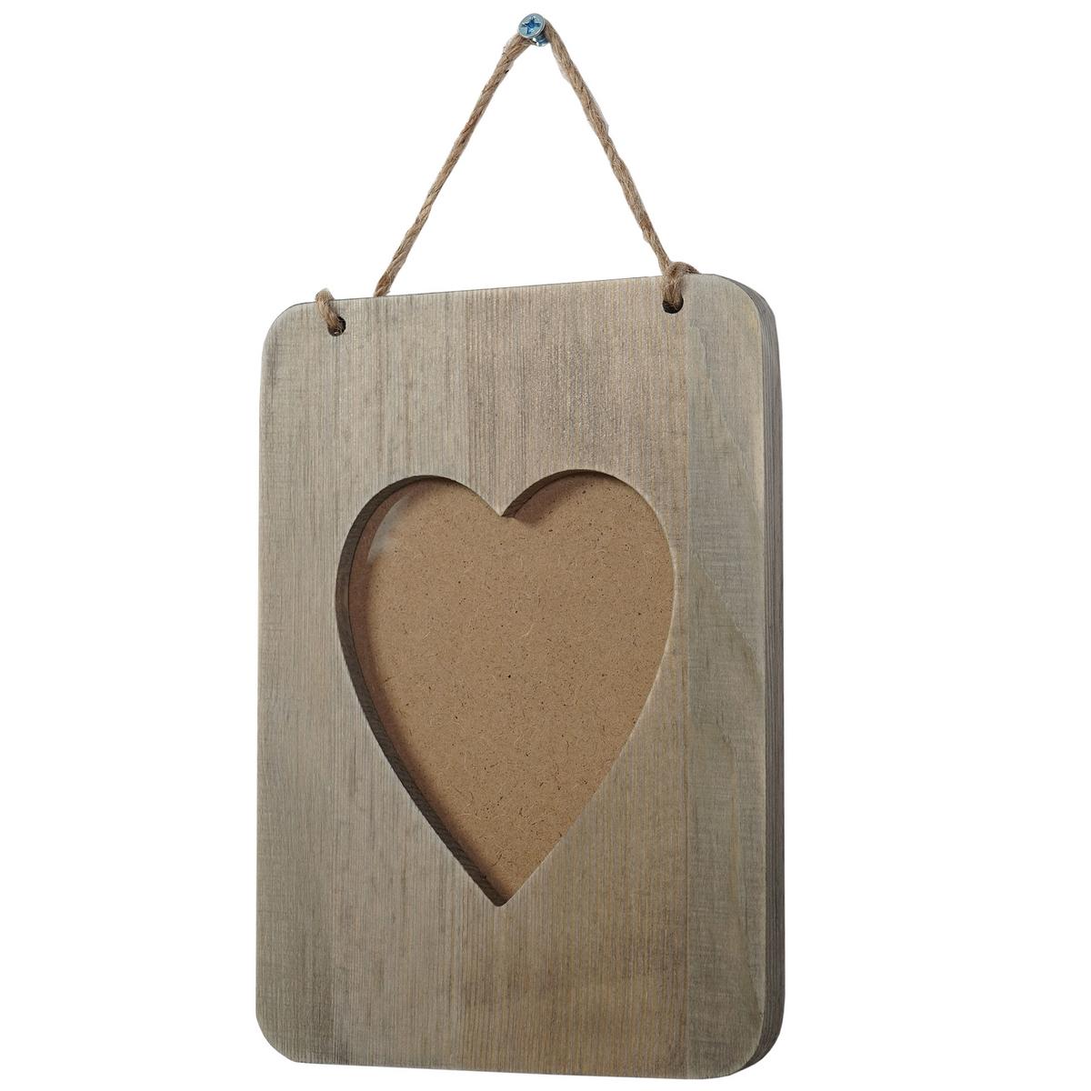 BILDERRAHMEN SHABBY-LOOK herz Grau - Grau, Holz (13/26cm) - MCW