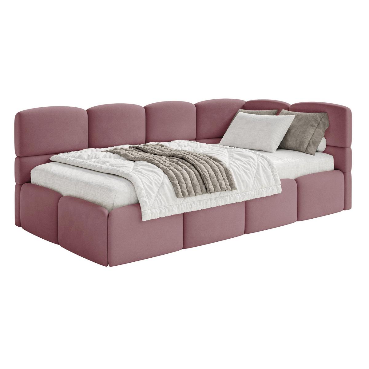 JUGENDBETT Cloudy Rosa 120 x 200 cm - Pink/Schwarz, Kunststoff/Textil (120/200cm) - Selsey