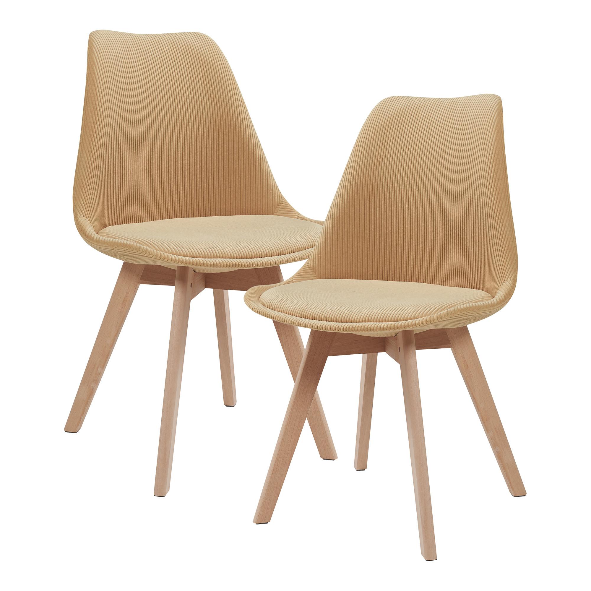 ESSZIMMERSTUHL-SET 2 TLG. Fläten - Gelb/Naturfarben, Holz/Kunststoff (49/82/54cm) - [en.casa]