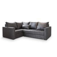 ECKSOFA LIRENO L-S Grau Plüsch-Stoff mit Schlaffunktion - Grau, Holz/Kunststoff (220/153cm) - MASSENO